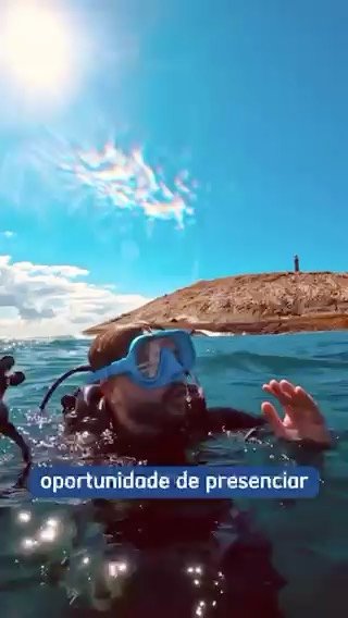 Mergulhador iniciante no primeiro mergulho de batismo em Guarapari