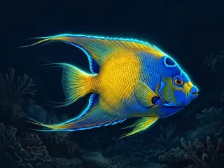 Ilustração do anjo-rainha, Holacanthus ciliaris