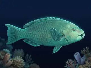 Ilustração do guia: peixe grande verde-azulado de bico de papagaio