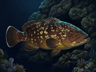 Ilustração da garoupa-verdadeira, Epinephelus marginatus