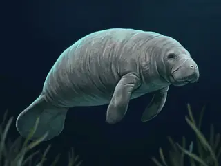 Ilustração do peixe-boi-marinho, Trichechus manatus