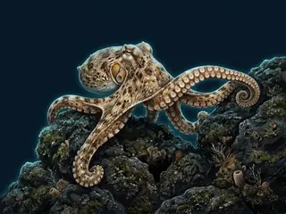 Ilustração do polvo-de-recife, Octopus insularis