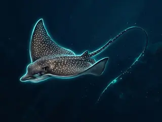 Ilustração da raia-chita, Aetobatus narinari