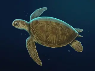 Ilustração da tartaruga-verde, Chelonia mydas